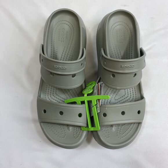 Crocs Strapped Beach Sandal Men\'s 12 Gray Mega Crush Platform Preppy Camp Clog main image 4